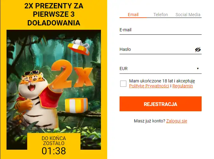 Strona rejestracja w Spinamba Online