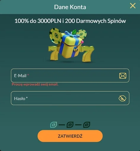 Rejestracja w casino Lemon