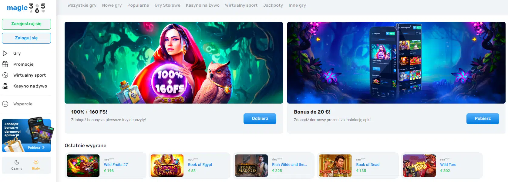 Glowna strona kasyna Magic365